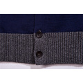 100% algodão V-Neck Striped Knit Men Cardigan malhas com botão